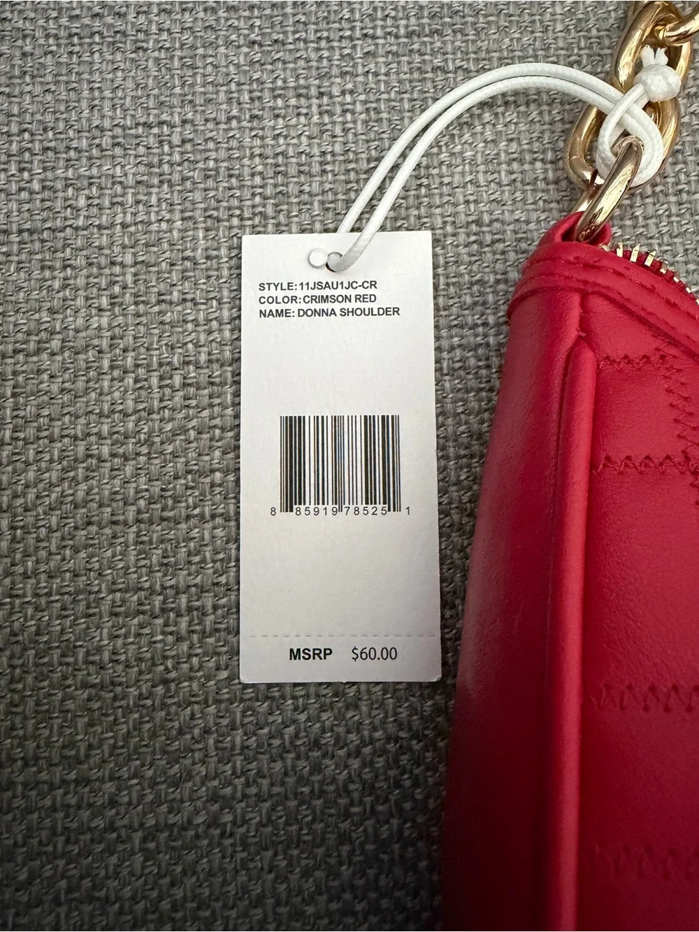 Jessica Simpson Donna Red Quilted Chain-Handle Shoulder Bag with Removable Scarf